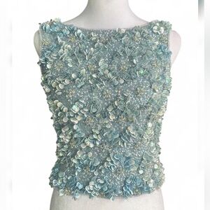 Vintage 50s/60s hand beaded sequins wool top for Joseph Horne